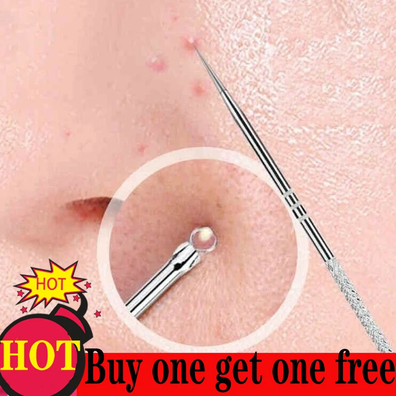 1pcs acne needle acne removing blackhead acne needle acne clearing needle picking acne row scraping acne double-headed stainless