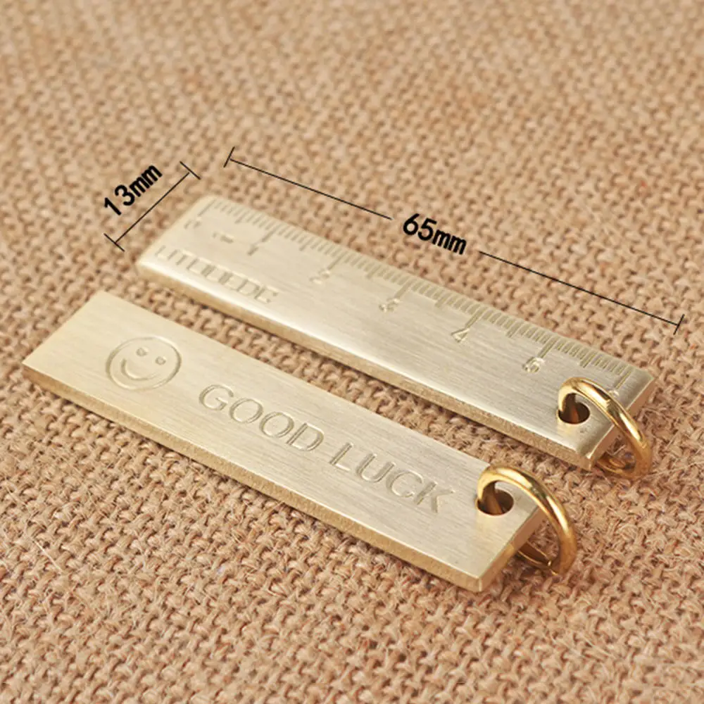 Retro 0-6cm Mini Key Pendant Ruler Portable Drawing Keychain Office Template School Supplies Stationery Small Copper Ruler