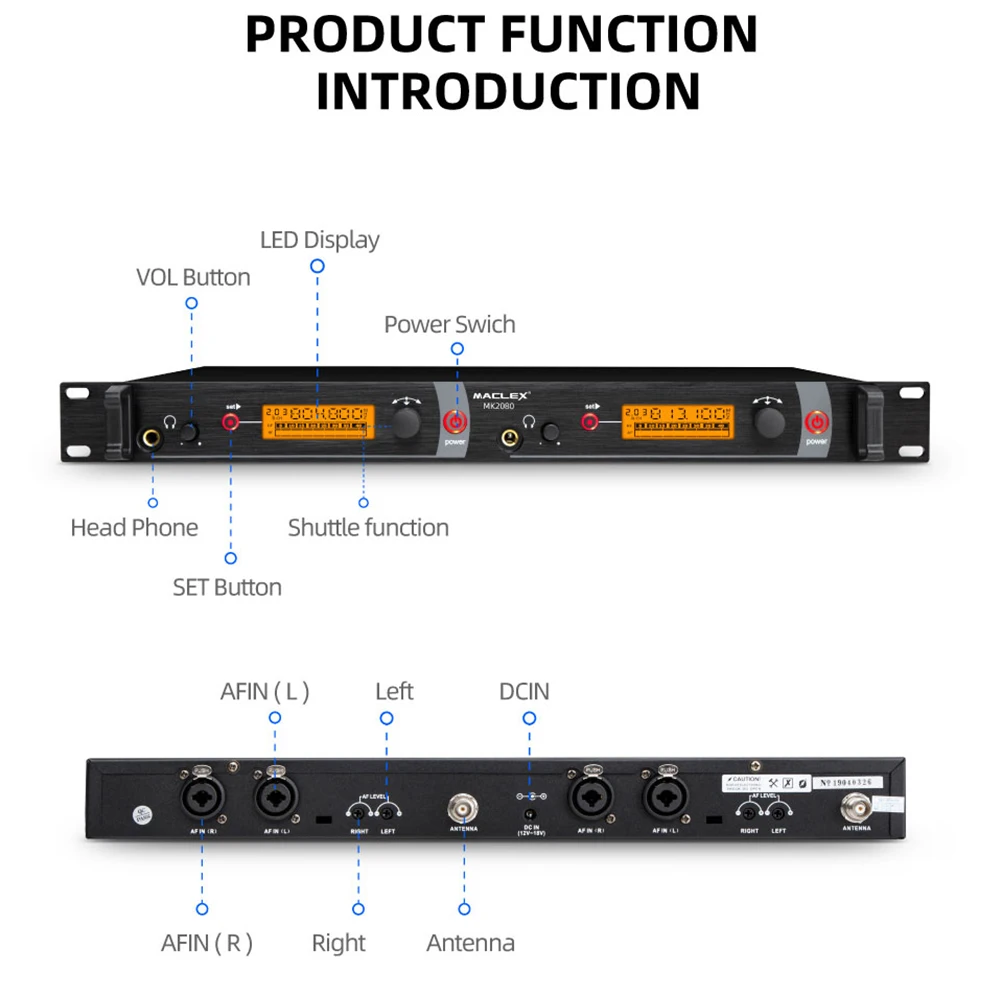 Maclex-Monitor de oído MK2080, sistema inalámbrico SR2050, transmisor doble, monitoreo profesional para rendimiento de escenario