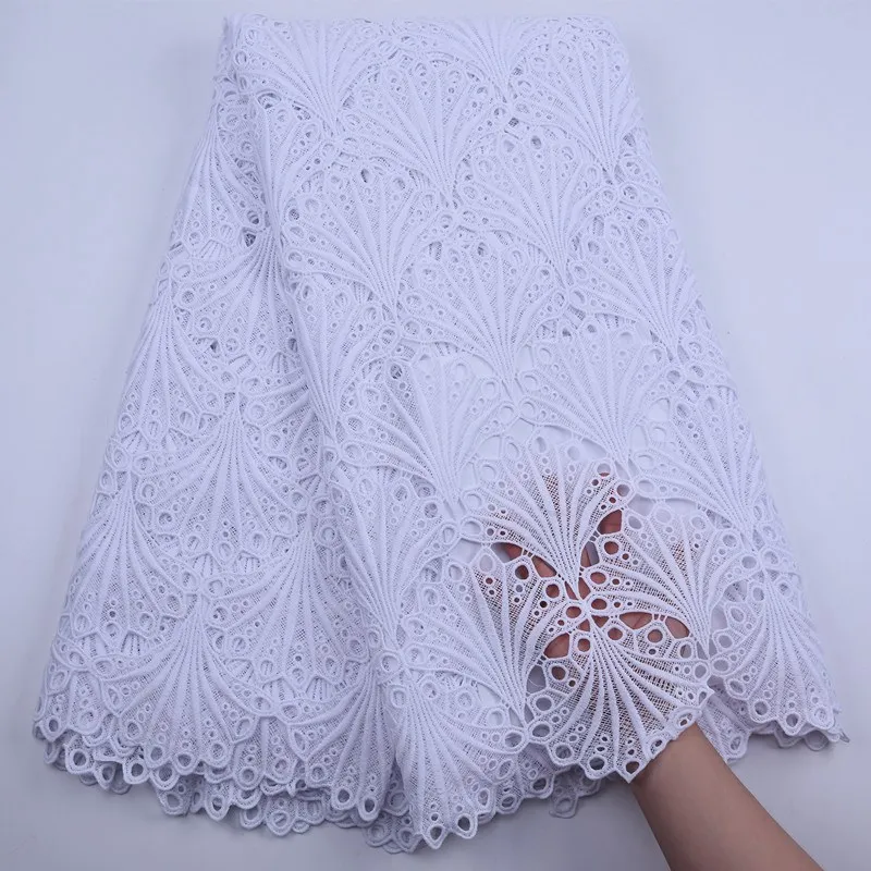 African Pure White Guipure Lace Fabric 2020 High Quality Nigerian Cord Lace Fabric France Water Soluble Lace For Wedding Dress