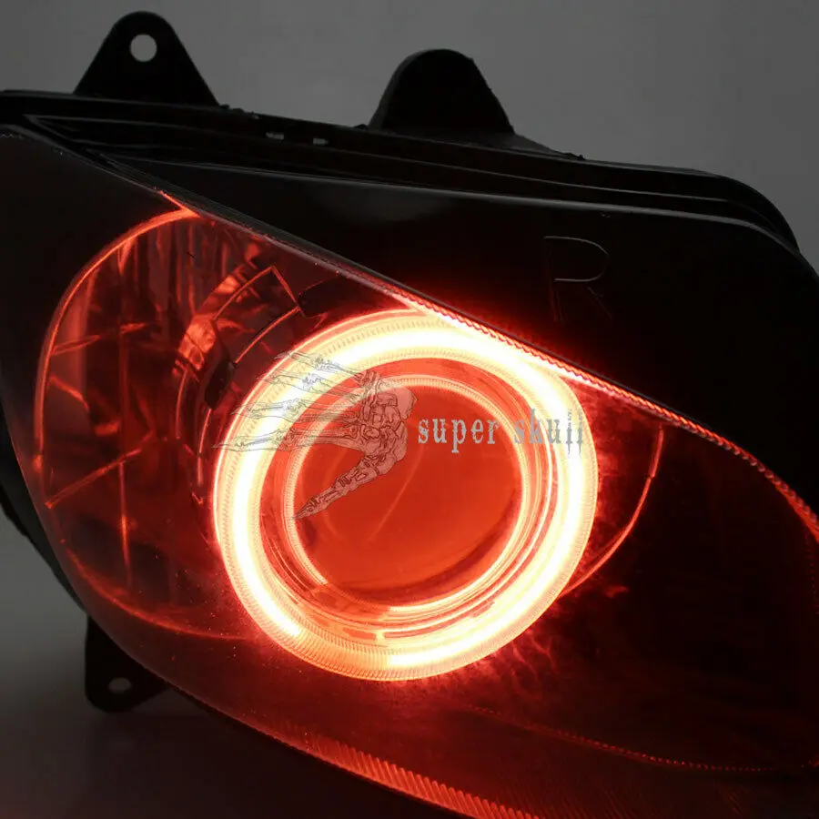 Motorcycle Front Head Lamp Projector HID Headlight Assembly Red Angel Eyes For Yamaha YZF R1 2000-2001Custom