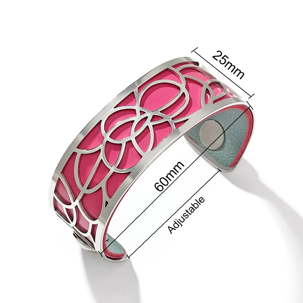 Legenstar Bangles Bracelets  Femme 2023 Manchette Water Lily Bracelet  Stainless Steel Reversible Leather Pulseiras image 3