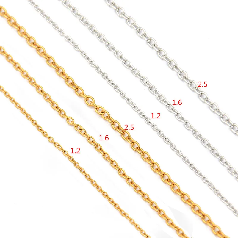 5 Meters/Lot 3 Size 2Color Stainless Steel Round Squash Cross Chain Necklace DIY Jewelry Making Materials Charm Classic Handmade