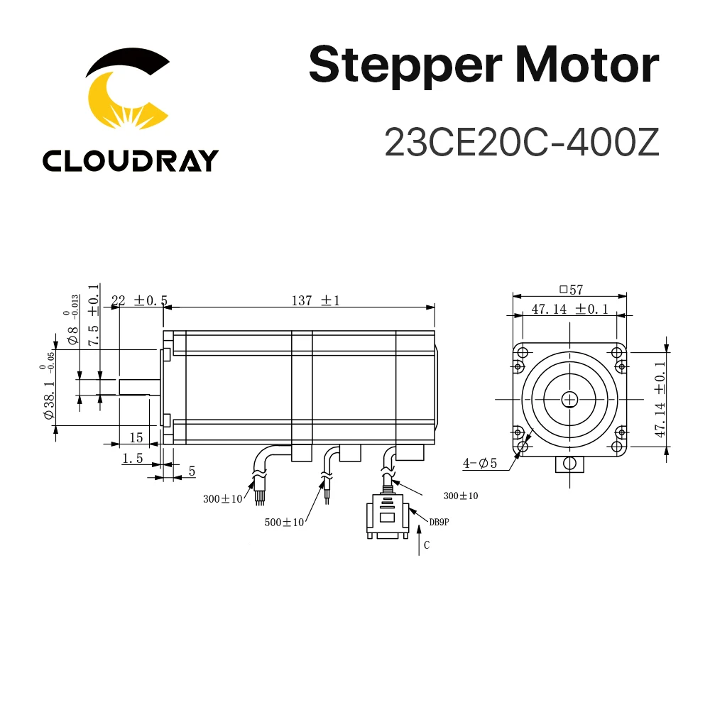 Imagem -06 - Cloudray-nema 23 Stepper Motor com Freio Servo Motor de Loop Fechado Codificador para Impressora 3d Laser Cnc 2.0n.m 4.0a