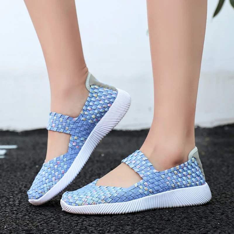 Women\'s loafers knit shoes for women driving shoes slip on Light Breathable Fashion casual sneakers multicolor Flat Heel summer