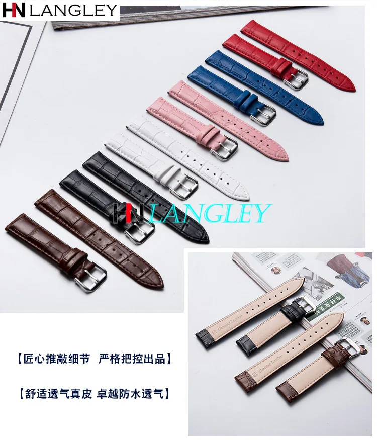 Full Size General Leather Watch Bands Six Color 10/12/13/14/15/16/17/18/19/20//22/24 mm Size Replacement Watch Strap With Tool