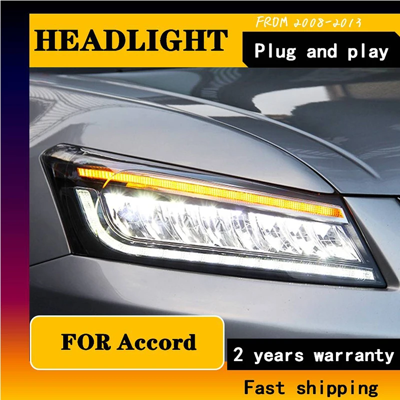 Car Styling Car Head Lamp For Honda Accord 8th ALL LED Headlights 2008-2013 LED High Beam LED Low Beam With Dynamic Turn Signal