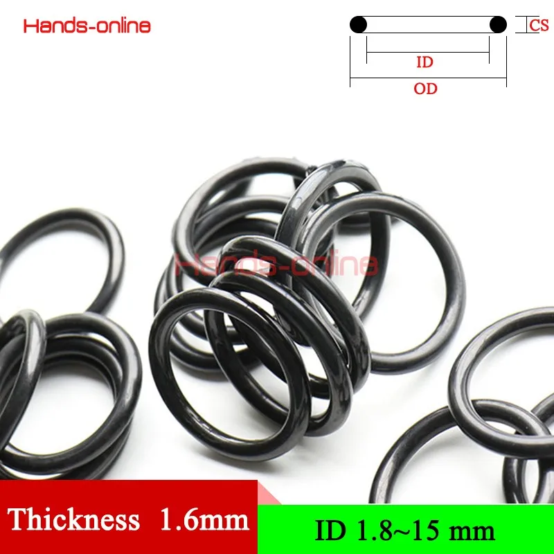 NBR O Rings seal Gaskets Thickness 1.6mm/0.063in  Rubber O Ring Gasket ID 1.8-15mm/0.071-0.591inch Oring seals