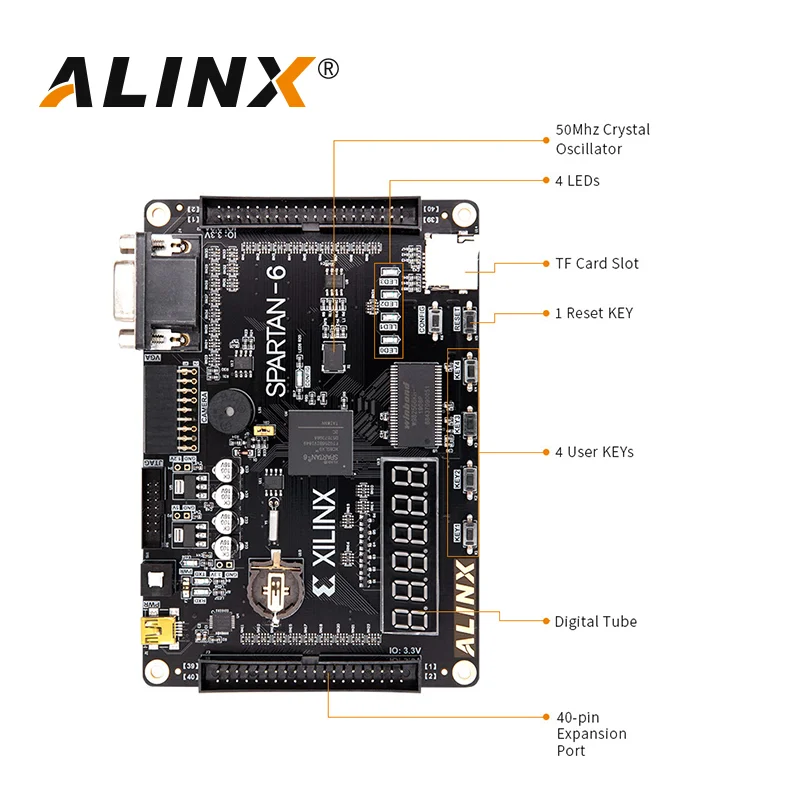 ALINX – carte de développement FPGA AX309: XILINX Spartan-6 XC6SLX9, carte d\'étude d\'entrée de gamme