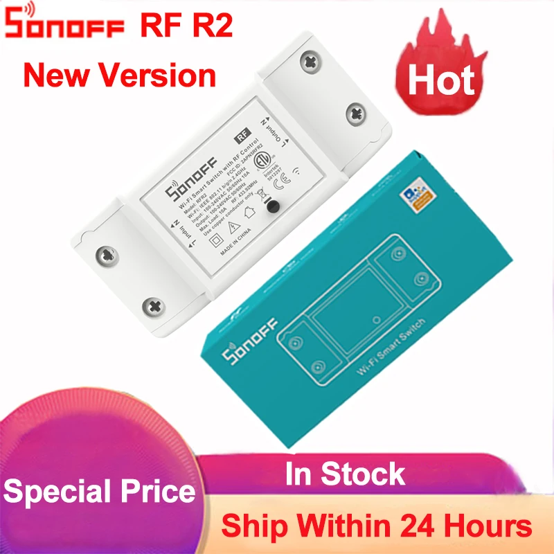 Sonoff RF R2 Wifi Smart Switch RF 433Mhz Wireless Smart Home Remote Control DIY Switch Via Ewelink Work with Alexa Google Home