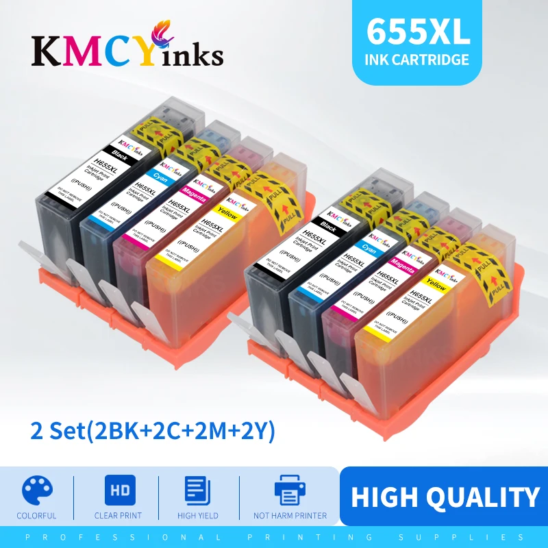 KMCYinks Compatible For hp 655 Refillable Ink Cartridge Full Ink For HP deskjet 3525 5525 4615 4625 4525 6520 6525 6625 Printer