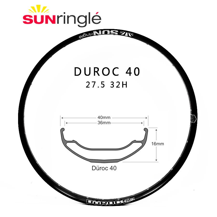 Sunringle sun DUROC 40 27.5 inch mountain tubeless socket rim Am / Fr / Dh 32H hoop 40MM width aluminum rim