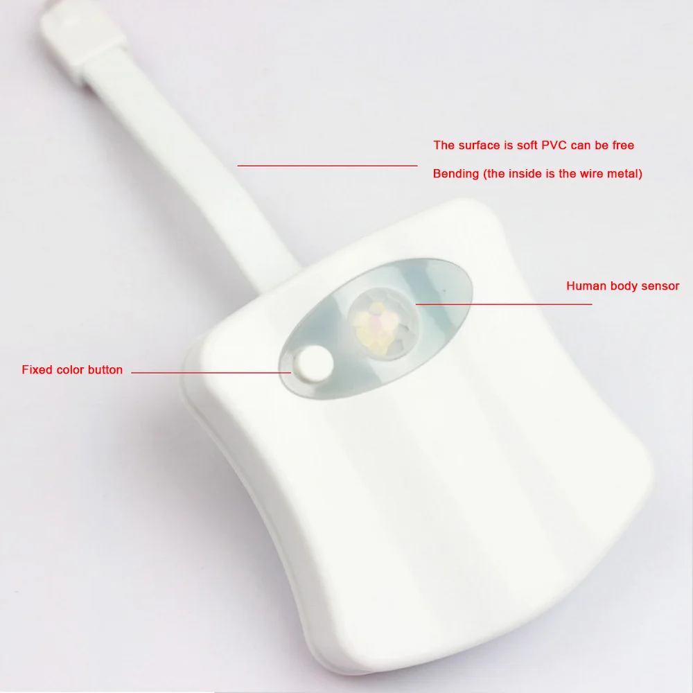 LED Toilet Light PIR Motion Sensor 8 Colors Toilet Seat Night Light Waterproof WC Backlight for WC LED Luminaria Lamp Wholesale