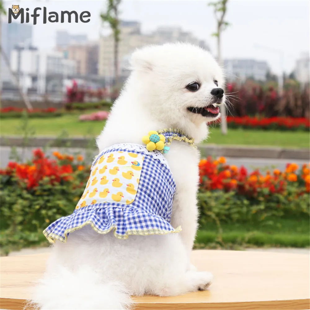 

Miflame Small Dogs Princess Dress Plaid Dog Clothes Summer Puppy Skirt Dress Pomeranian Spitz Pet Fancy Dress Sweet Dog Clothing