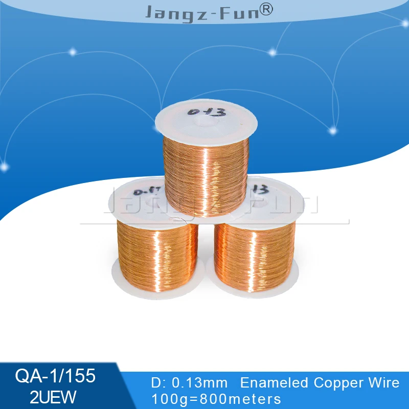 100Grams 800meters Polyurethane Enameled Copper Wire Diameter 0.13MM Varnished Copper Wires QA-1/155 2UEW Transformer Jumper