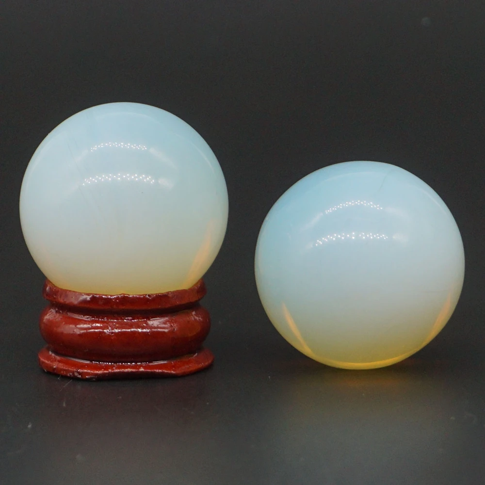 

30mm Opalite Crystal Reiki Healing Sphere Hand Massage Gemstone Ball Feng Shui Home Decoration With Stand (1pcs)