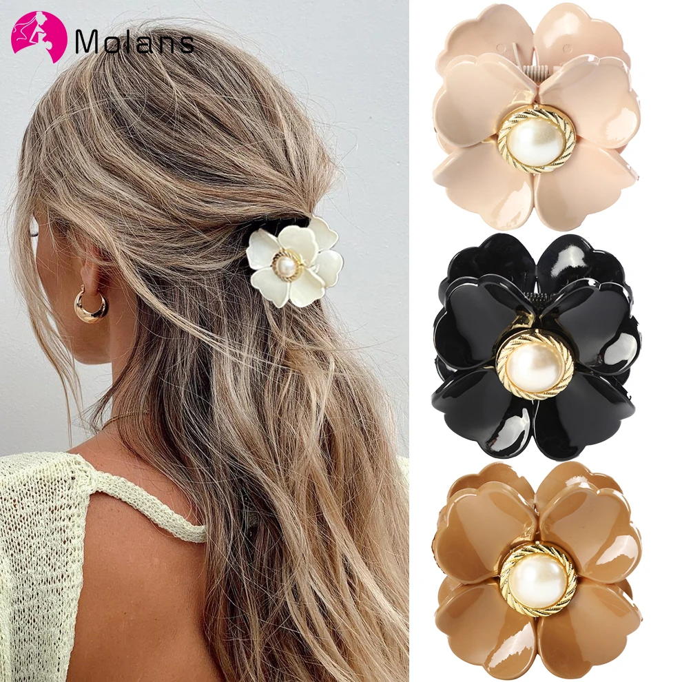 Sweet Flower Shape Hair Clip for Women Girls Hair Claw Chic Barrettes Claw Crab Hairpins Styling Bohemia Hair Accessories