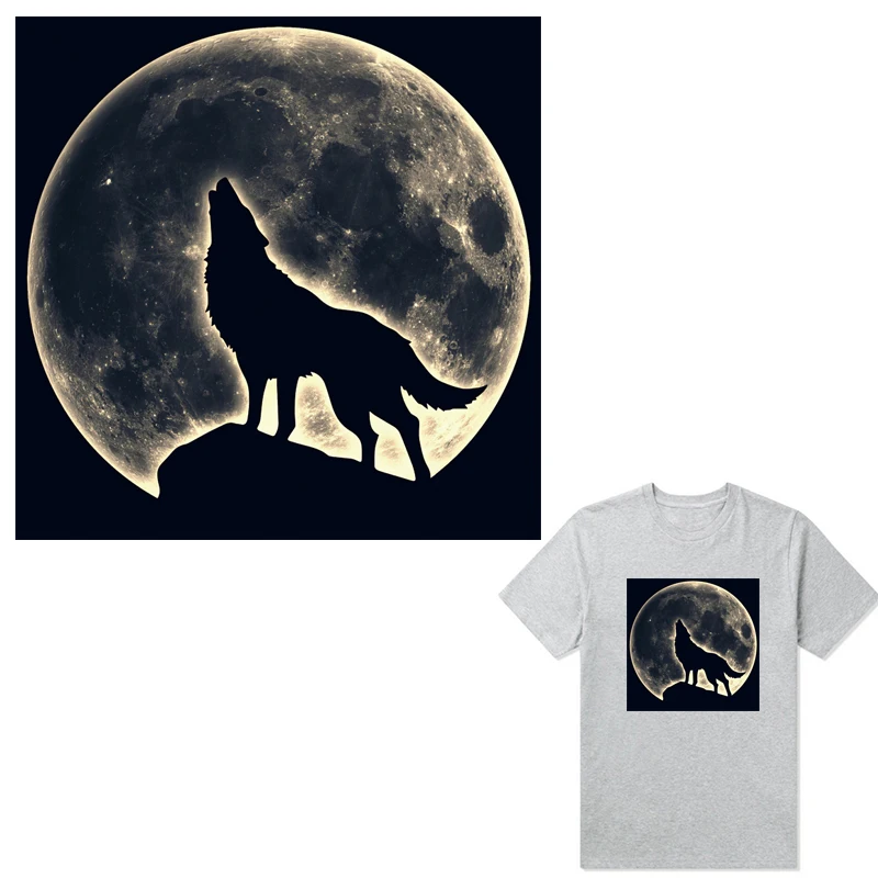 

Black Wolf Applique For Clothing Heat Press Applique DIY Accessory Sticker Jeans Stripes Fashion Iron Transfer-CQ