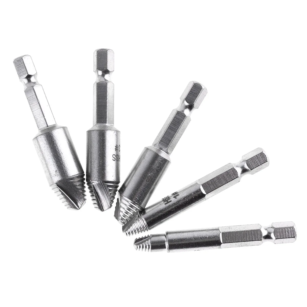 5Pcs rimozione vite danneggiata 1/4 "codolo esagonale Hss testa di rottura rotta vite spelata rimozione bullone estrattore strumenti per la casa
