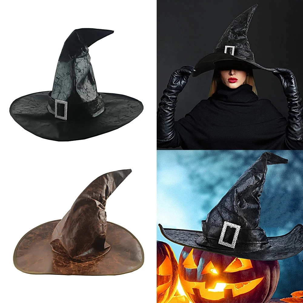 

Leather Witch Wizard Hats Fashion Party Headgear Halloween Party Props Cosplay Costume Accessories for Children Adult Dropship