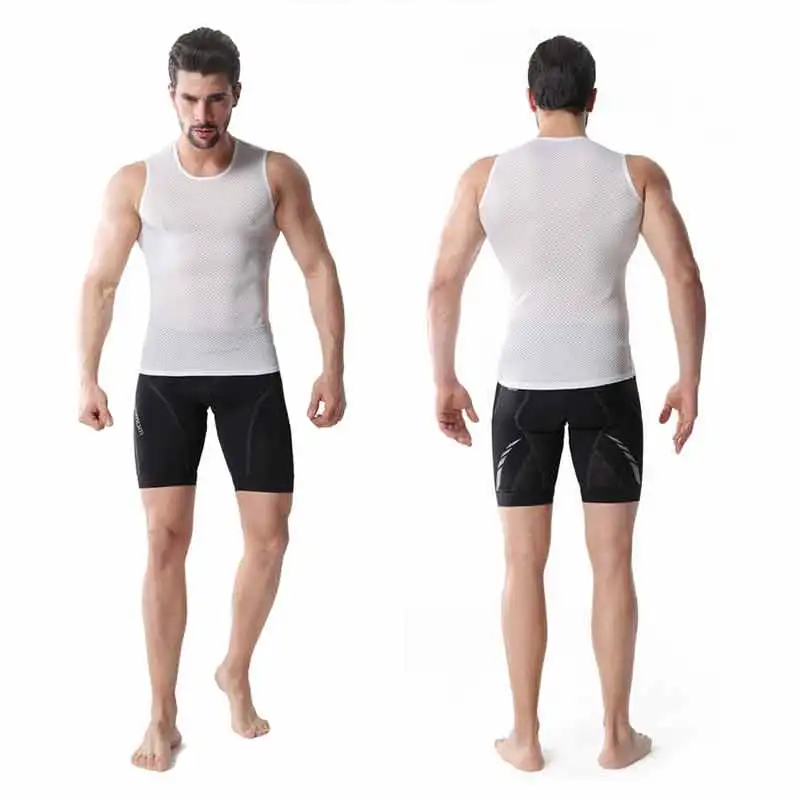 Camiseta de ciclismo blanca para hombre, ropa interior de malla, chaleco transpirable para bicicleta de montaña y carretera, Verano