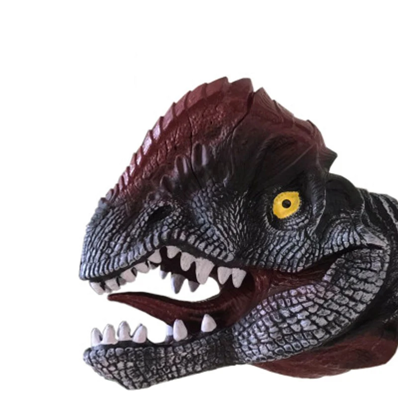 1 pçs crianças de borracha macia animal dinossauro cabeça mão fantoche brinquedo simulação tiranossauro/raptor luvas macias presente natal para crianças