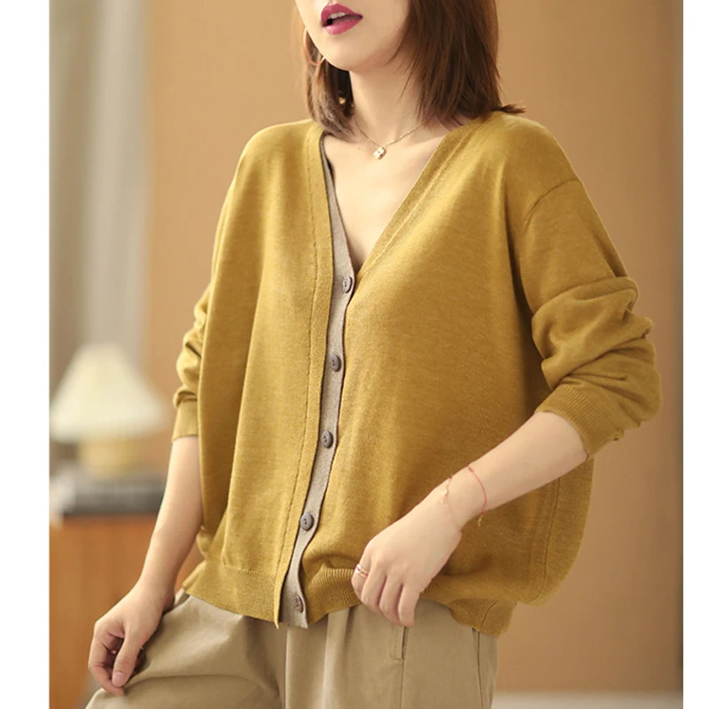 Max LuLu 2021 Purple V-Neck Cardigans Women Single Breasted Casual Loose Clothes New Autumn Sweaters Ladies Harajuku Cardigan