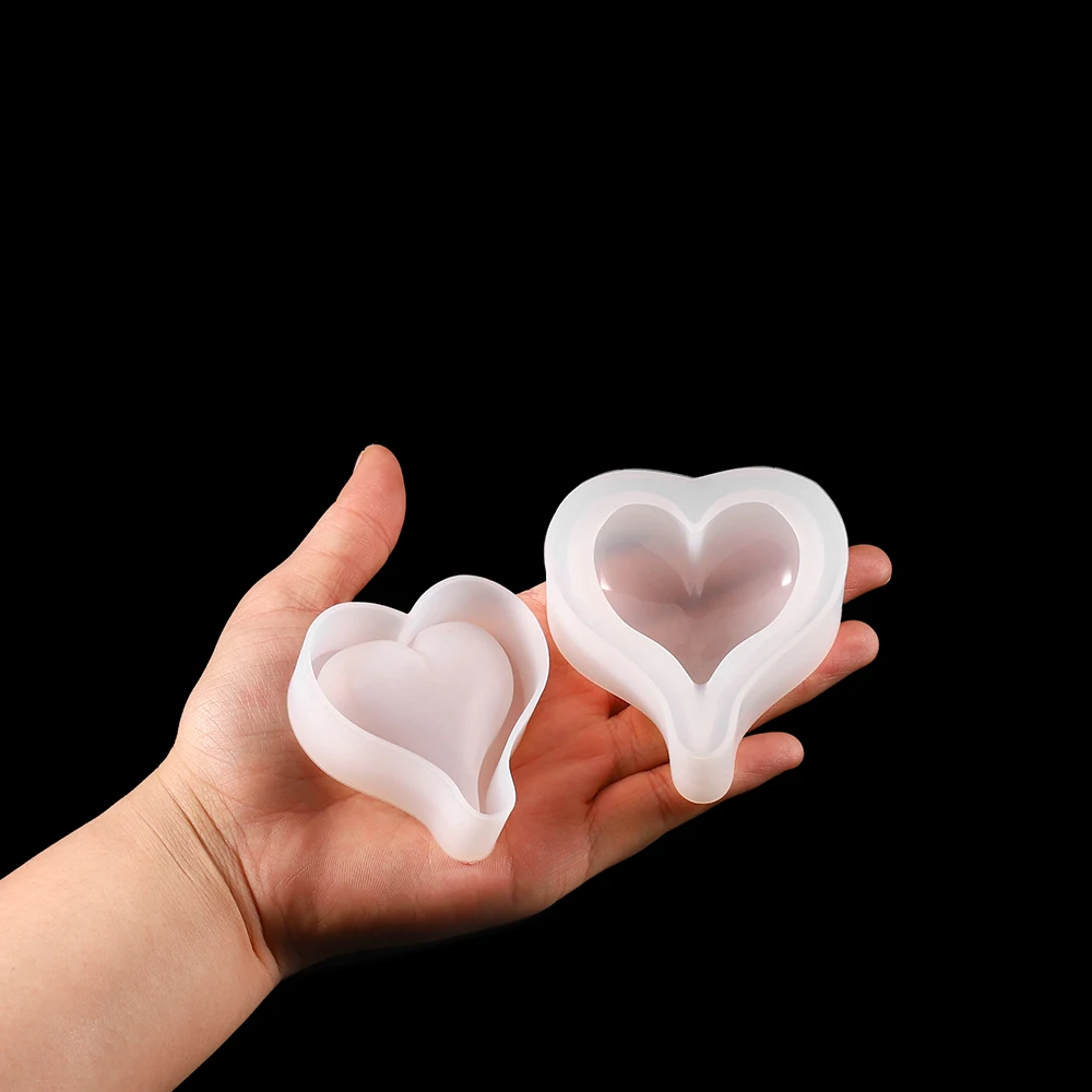 3D Heart Shape Silicone Mold Resin Epoxy Keychain Pendants Mould Soap Candle Molds For DIY Jewelry Making Accessories