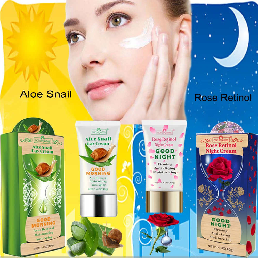 Aloe Snail Cream Retinol Day Night Face Serum Whitening Moisturizing Anti Wrinkle Aging Nourishing Skin Care Korean Cosmetics