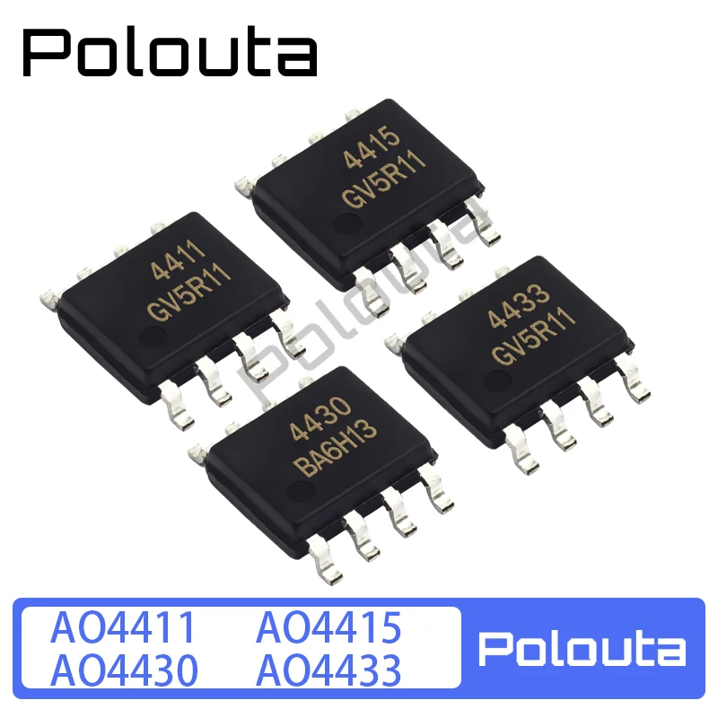 10 Pcs/Lot Polouta AO4415 SOP8 Patch Field Effect Transistor Kits Direct Plug Components Multiple Models