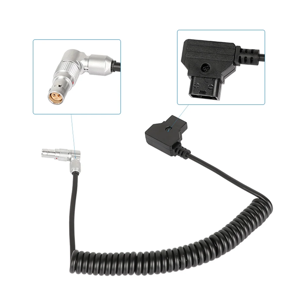 CAMVATE-Cable adaptador de corriente en espiral, conector rojo Komodo 6K, ángulo recto, 2 pines, hembra, 2 pines, macho, d-tap