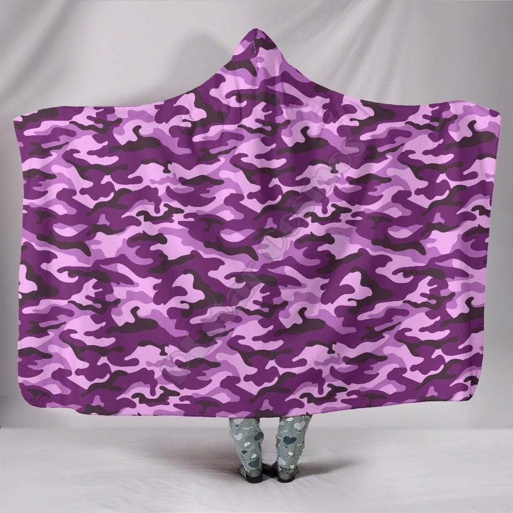 

Purple Camoufl 3D Printed Wearable Blanket Adults For Kids Various Types Hooded Blanket Fleece blanket