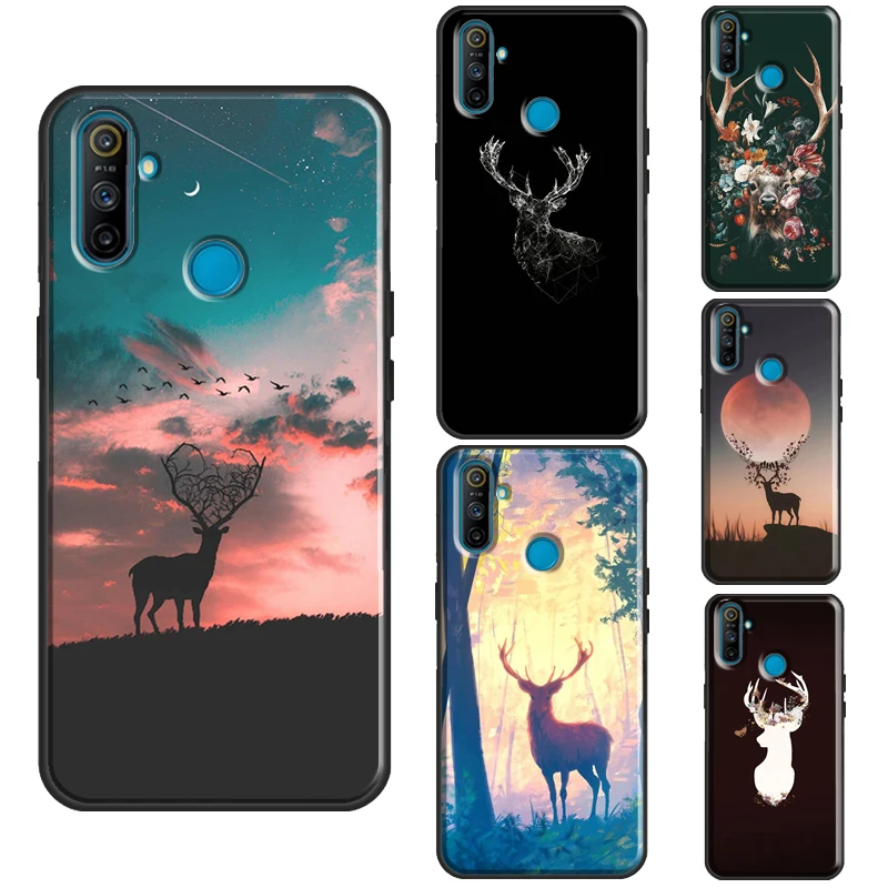 Deer Silhouette Painting Case For OnePlus 10 Pro 9 8T Nord2 9R Cover For Realme GT Neo 2 GT Master C21 8i 9i 8 Pro