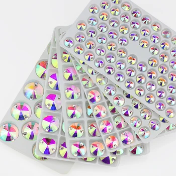 QL Crystal Rivoli Naai-steentjes Clear AB Crystal Plaksteen 2 gaten rond voor doe-het-zelf kledingtassen schoenenaccessoires