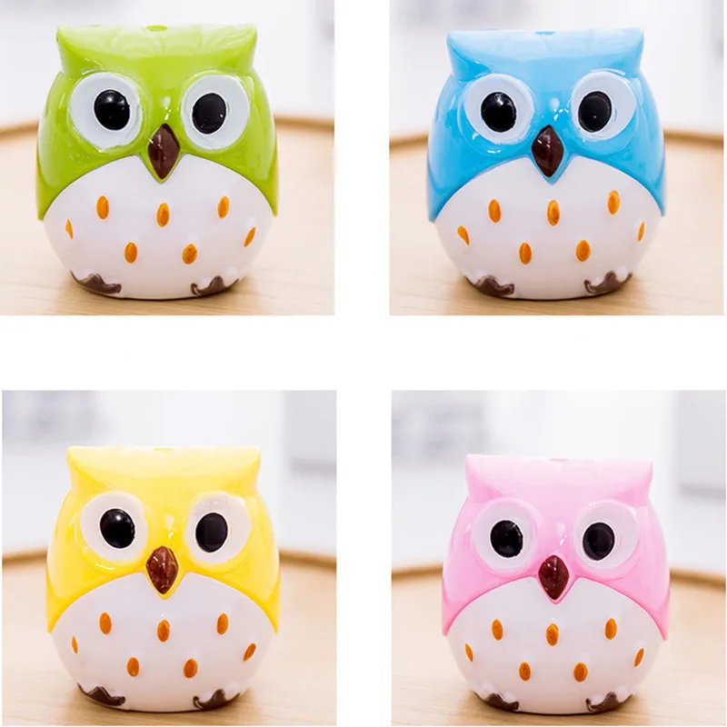 1 sztuk podwójny otwór temperówka kreatywny przezroczysty długopis nóż Kawaii sowa Kid Student cięcia papiernicze artykuły szkolne