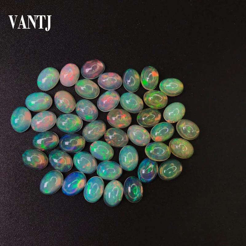 VANTJ Natural ethiopian colorful opal 1PC oval top quality natural precious loose gemstones for silver gold Diy jewelry gift