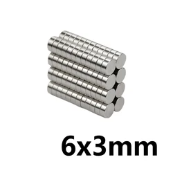 50/100/200 sztuk 6x3mm płyta luzem arkusz magnes neodymowy 6mm x 3mm małe okrągłe potężne magnesy 6x3mm magnesy ziem rzadkich 6*3mm