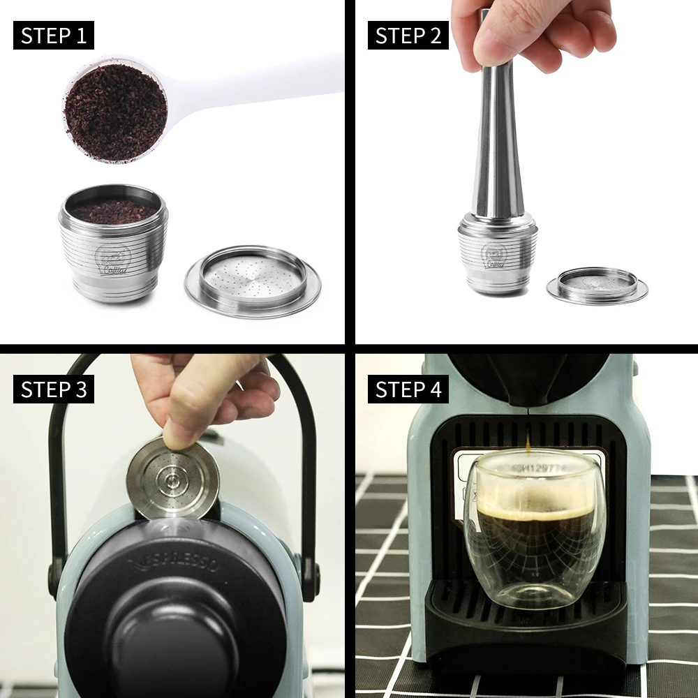 Capsules réutilisables en acier inoxydable, support de dosette de café en continu, compatible avec la gamme originale A.net Expresso