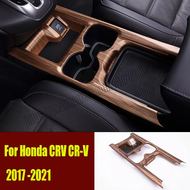 Peach wood grain Car Water Cup Holder Frame Cover Trim For Honda CRV CR-V 2017 2018 2019 2020 2021