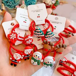 2pcs Christmas Sock Penguin Hair Accessories Children Rubber Bands Scrunchies Girls Hairpin Decorations 2022 NEW