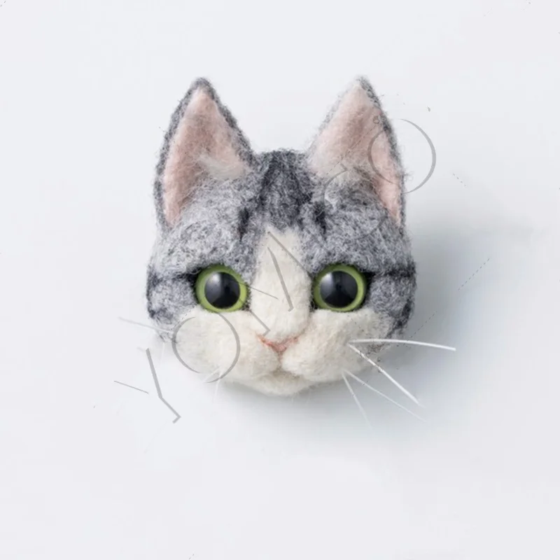 YOMICO Cat Brooch Plushie Craft kit Wool for felting Needlework Felt handmade doll Handicraft Goyard dolls sewing kits