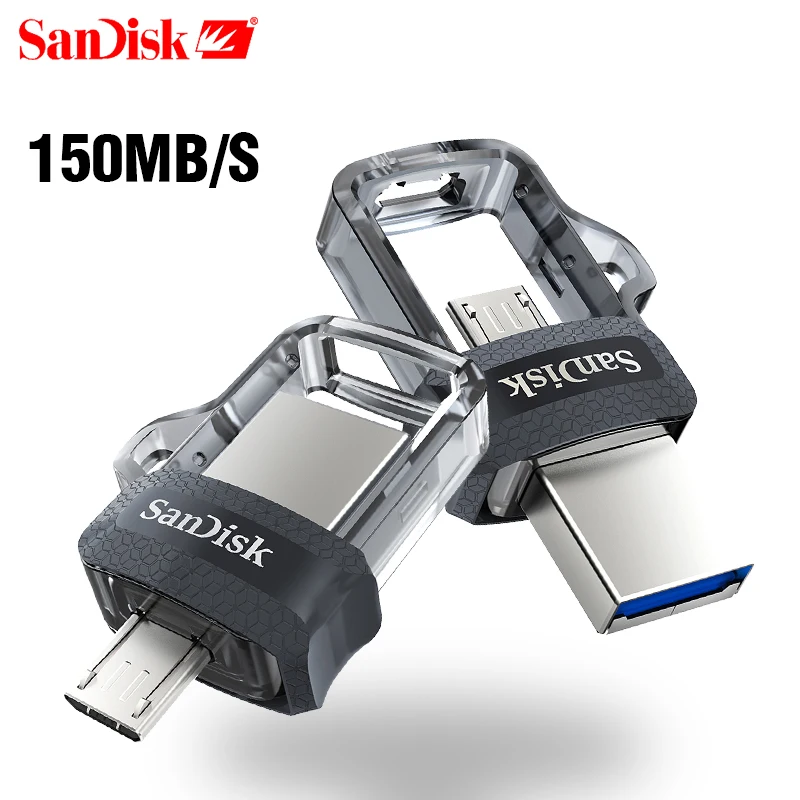 Original SanDisk OTG Dual USB 3.0 Flash Pen Drive 256GB 32GB 64GB 128GB 150MB/S for PC and Android phone gift Multifunction