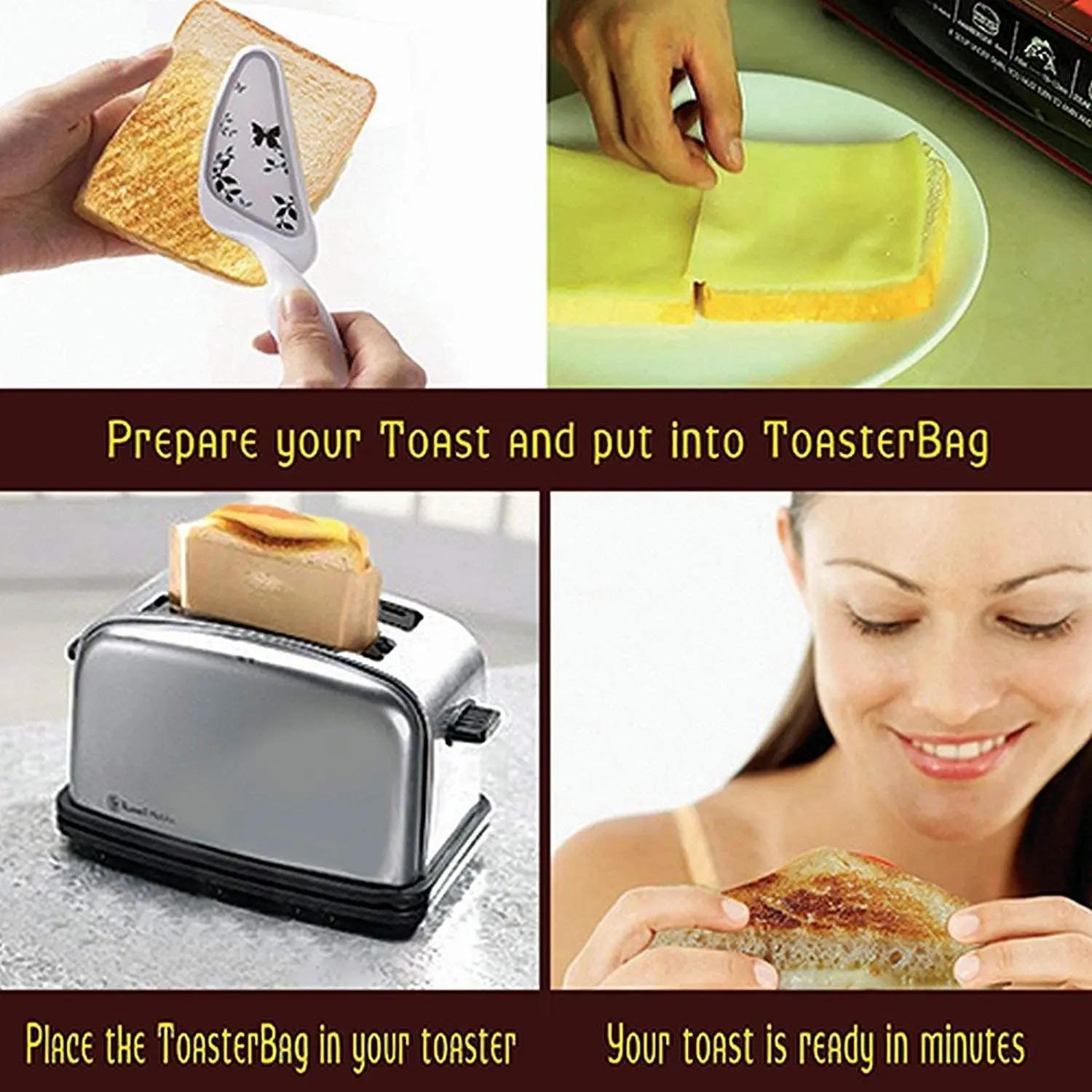 3 PC Reusable Toaster Bag Non Stick Bread Bag Sandwich Bags Fiberglass Toast Microwave Heating Pastry Tools