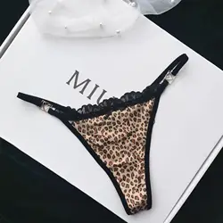 Hot Sexy Stripe Lace T-Back Thin Belt Bow G-String Thong Briefs Leopard Women Panties Fashion Bow Underwear For Girls