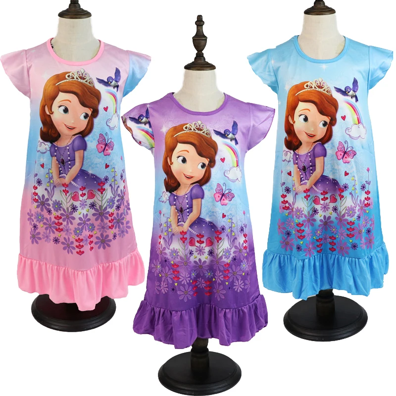 

Disney Princesses Dress Girl Summer Clothing Kids Clothes Children's Pajamas Birthday Dresses Casual Costume Sofia 3 8 Y
