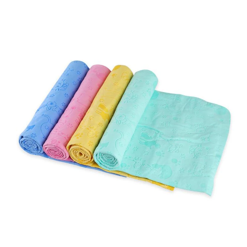 Pet supplies Dog Bath synthetic deerskin Strong water absorption Dogs Printed bath towel Hair Dry Towel Easy Cleaning Wipes