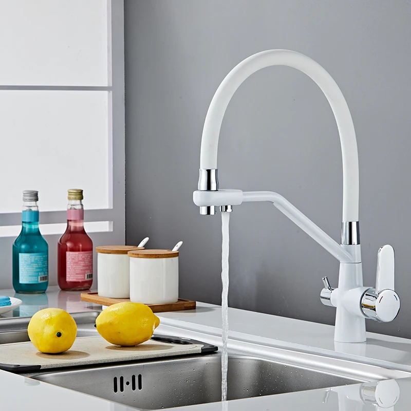 Kitchen Faucet With Pull Down Sprayer Dual Spout Filter Mixer Purification Feature Taps For Smart Home Brass Drinking FACIIO