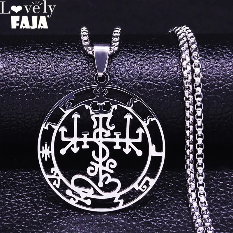 Unifying Symbol of Satan Stainless Steel Chain Necklaces Silver Color Pendant Necklace Women/Men Jewelry bijuteria N3592S03