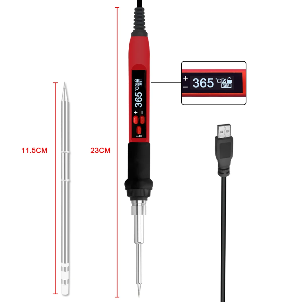 Imagem -03 - Mini Ferro de Solda Elétrico Temperatura Ajustável Display Digital Fonte de Alimentação Usb 65w 920v