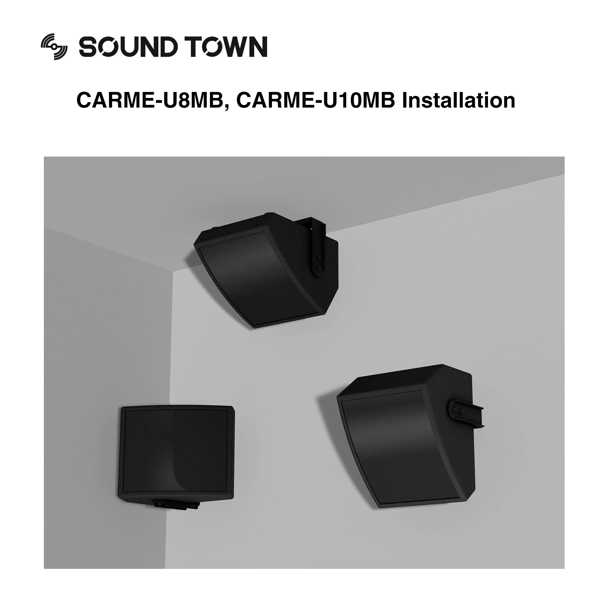 Sound Town-altavoz Coaxial de 2 vías para Monitor de escenario, dispositivo profesional para DJ, color negro con soporte de montaje en U (CARME-U8MB), 8"